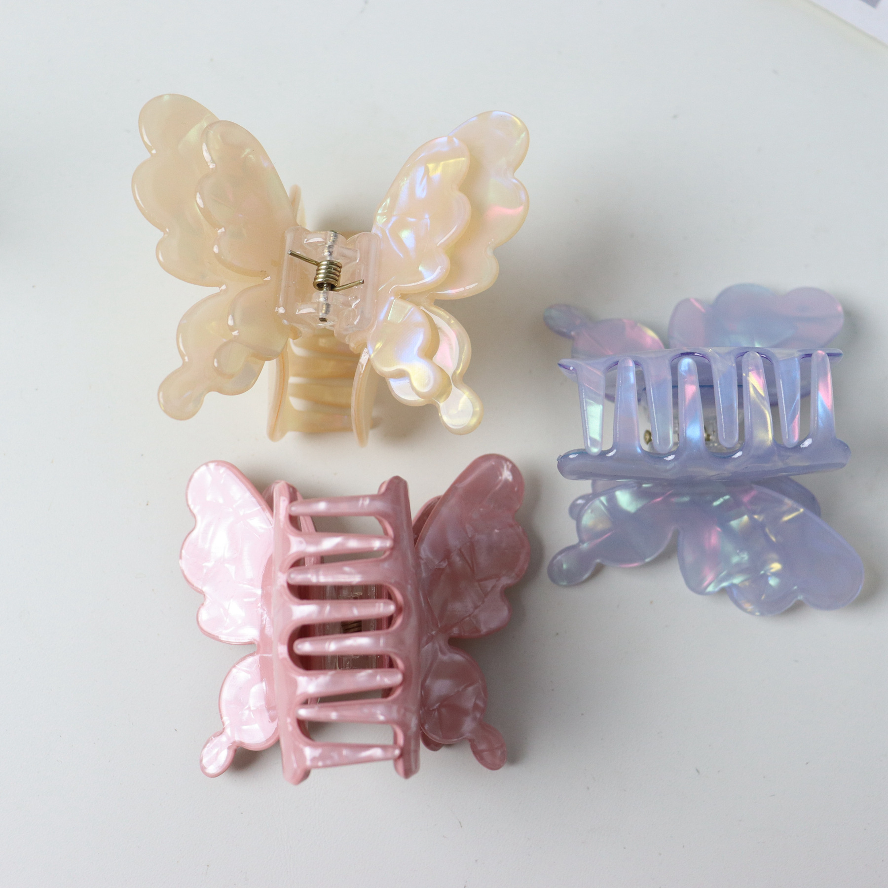 Daily, Street Occasion Acetic acid sheets Material Butterfly Pattern Women's Simple Style Butterfly Acetic Acid Sheets Handmade Hair Claws