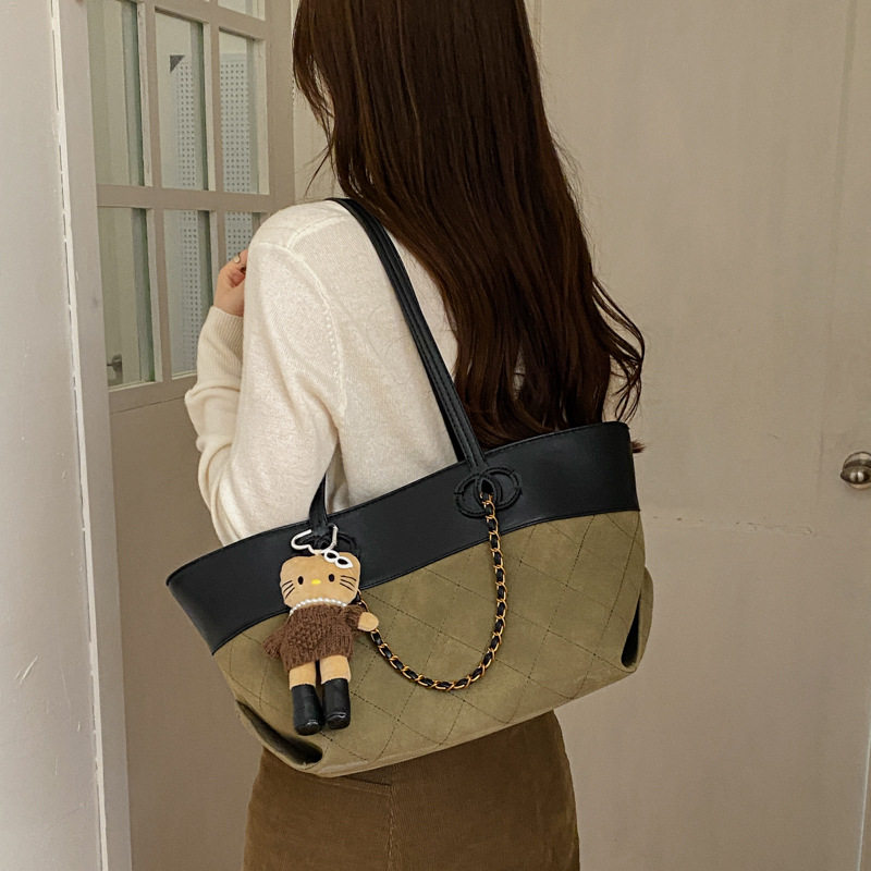 Túi tote nữ da PU cao cấp thiết kế tối giản dáng shopping bag dung lượng lớn đi làm — Màu vàng nâu không có mặt dây chuyền, Màu xanh lá cây không có mặt dây chuyền, Màu xám không có mặt dây chuyền, kaki không có mặt dây chuyền chi tiết 25