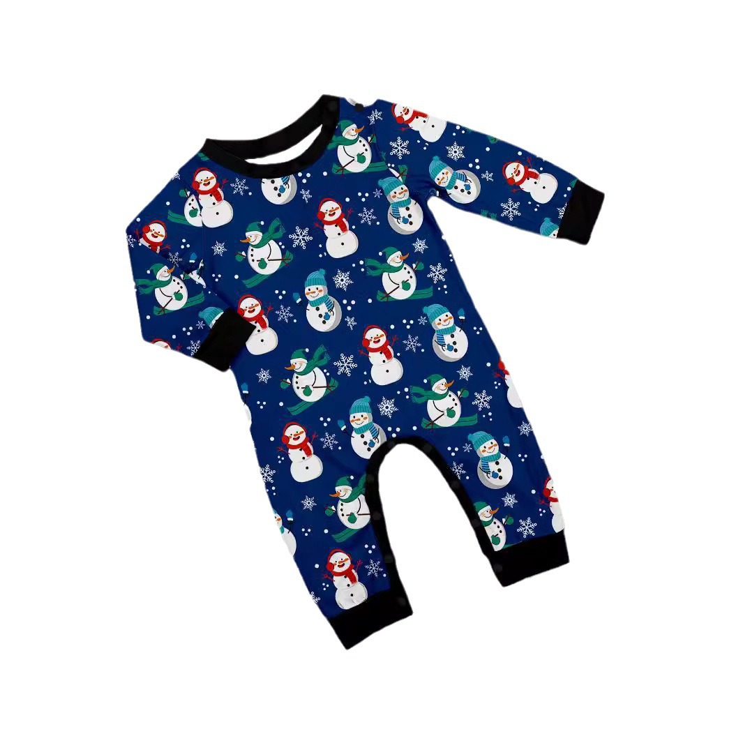 Weihnachten schneemann schnee hut plaid Weihnachten eltern-kind-anzug gedruckt homewear_voghion.com