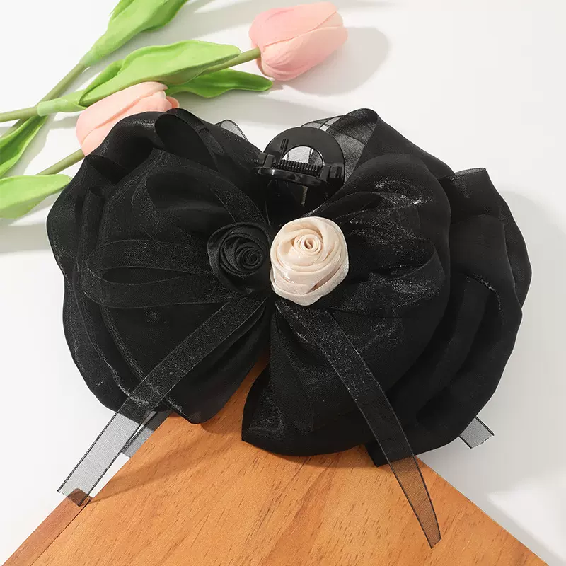 适合发量多韩国发抓加大号亚克力抓夹鲨鱼夹韩系小众黑色盘发夹女