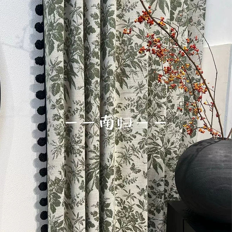 Эстетика песни Новый китайский стиль высокого класса Chenier Жаккардовые занавески в старинном стиле ретро зеленый затемненные занавески для спальни