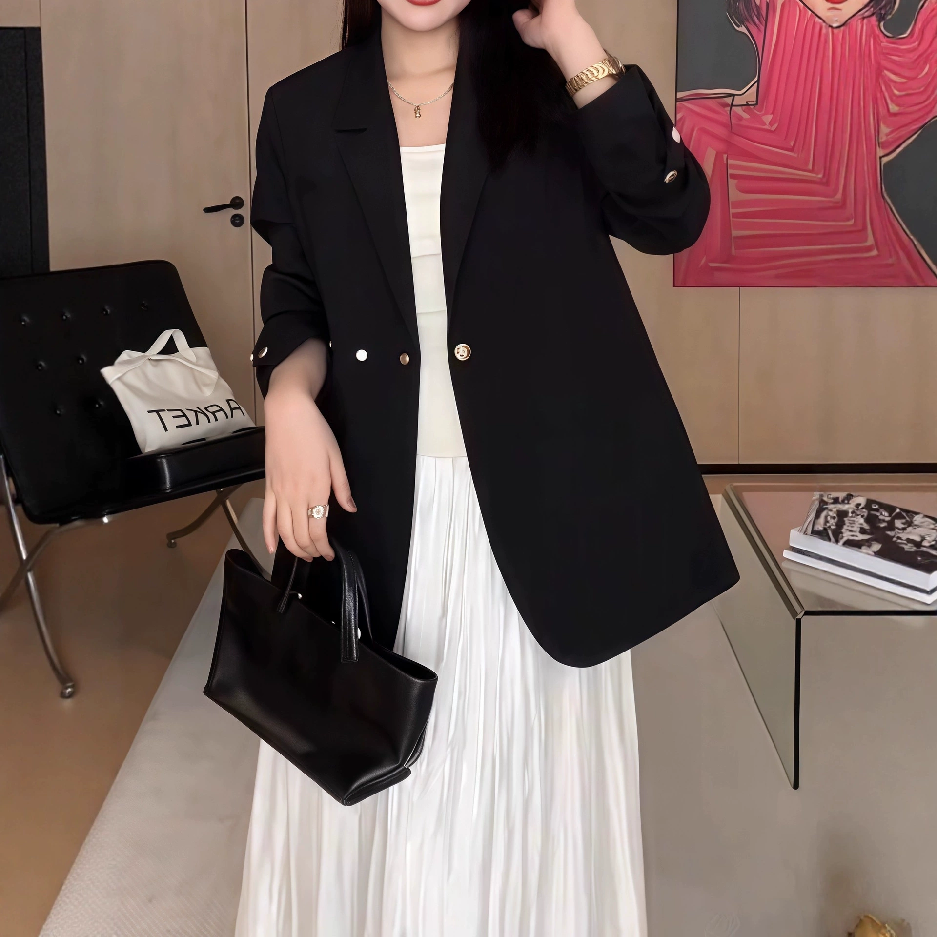 Модный дизайн повседневного пиджака большого размера для женщин 2025 весна-осень новый высококачественный костюм для полных MM