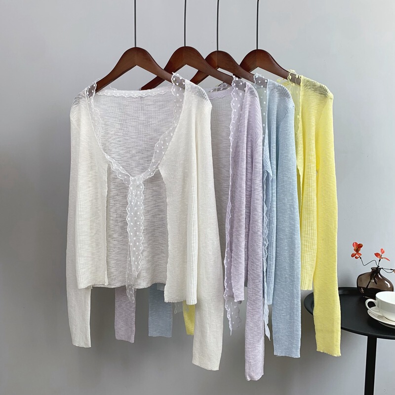 Light Yellow V-Neck Lace-Up Knitted Cardigan for Women, Short Vest Top, Summer Thin Shawl, Sun Protection Shirt Light Yellow V-Neck Lace-Up Knitted Cardigan for Women, Short Vest Top, Summer Thin Shawl, Sun Protection Shirt