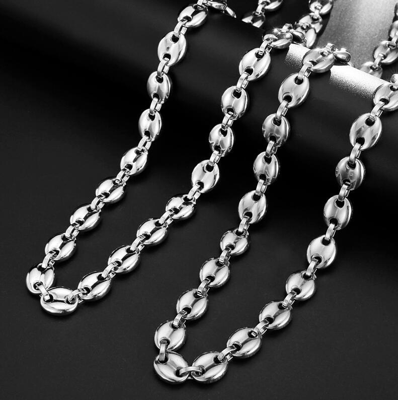 Edelstahl Kaffeebohnenketten Halskette Und Armband Set Silber_voghion.com