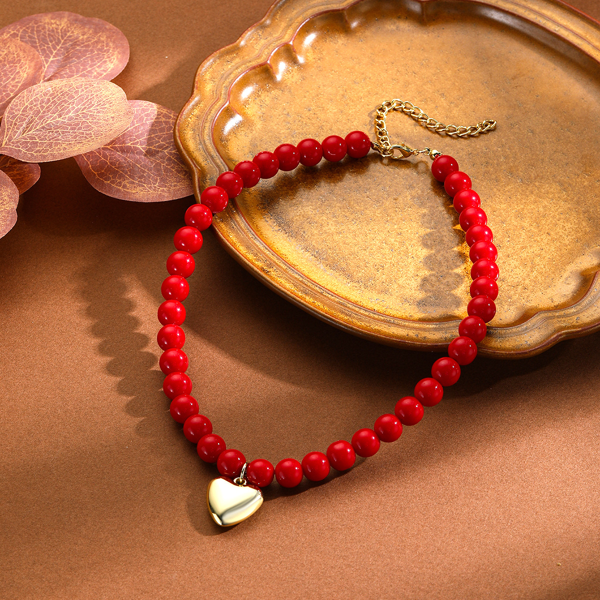 Pendant Necklace, Multi Charms Necklace Classification Iron Chain Material Simple Style Heart Shape CCB Imitation Pearl Iron Beaded Chain Cable Chain Pendant Necklaces Wholesale