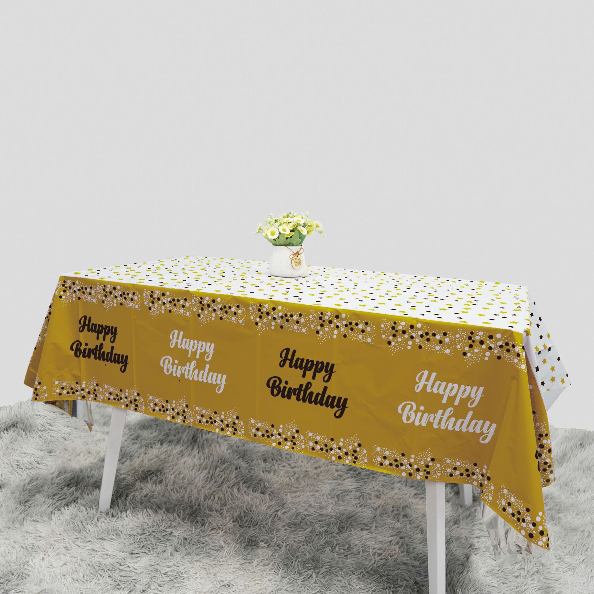 [Procesamiento de limpieza] impresión en inglés Amazon tela de mesa a prueba de aceite a prueba de agua fiesta de cumpleaños tela de mesa decorativa a prueba de polvo