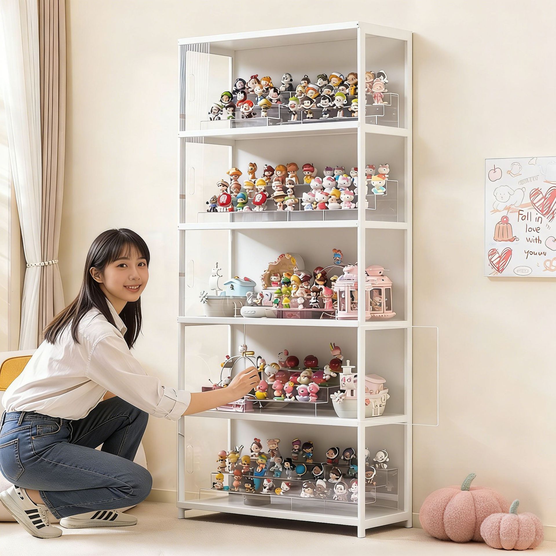 Display Cabinet for Figurines, Blind Box Storage Rack, Suitable for Pop Mart, Transparent Dust-Proof Display Cabinet, Storage Cabinet
