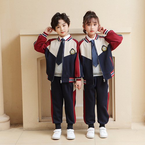 Preschool Spring and Autumn Uniform for First-Grade Primary School Students, College Style Children's Class Uniform, Sports Uniform Set, Wholesale