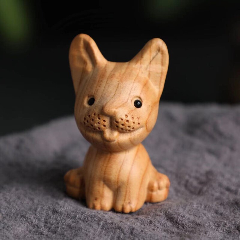 手作りの桃の木の十二生肖の置物の原木のハンドルの竜の牛のネズミの犬はかわいい子供の車の置物を飾ります。|undefined