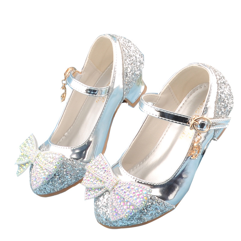Zapatos de Tacón con Lentejuelas para Niña, Suela TPR y PU, para Danza y Presentaciones