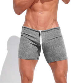跨境大码夏季男士性感系带短裤假日休闲3分裤透气速干加大码