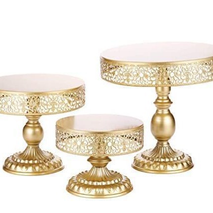 Estilo europeo creativo dorado hueco soporte de pastel de boda accesorios de mesa de postres decoraciones tienda de postres dim sum combinación de soporte de pastel