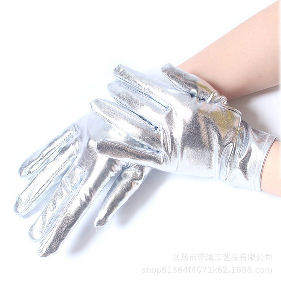 Christmas Halloween Bright Leather Gloves Patent Leather Punk Style Performance Decoration Props Short Gloves Makeup Costume Props