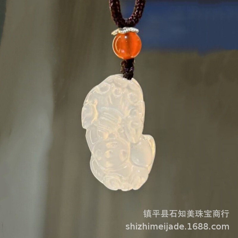 氷玉白玉弥勒仏玉ペンダント男女兼用瑪瑙祥雲ロック貔貅各種ペンダント在庫直販|undefined