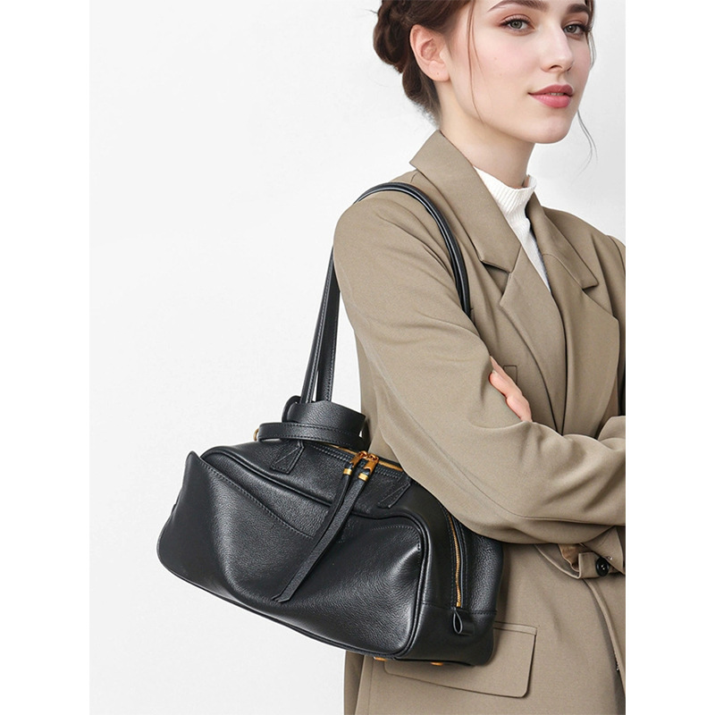 B-Bowling Genuine Leather New Rodeo Boston Bag Large Capacity Commuter Shoulder Crossbody Pillow Bag For Women - Thumbnail 3