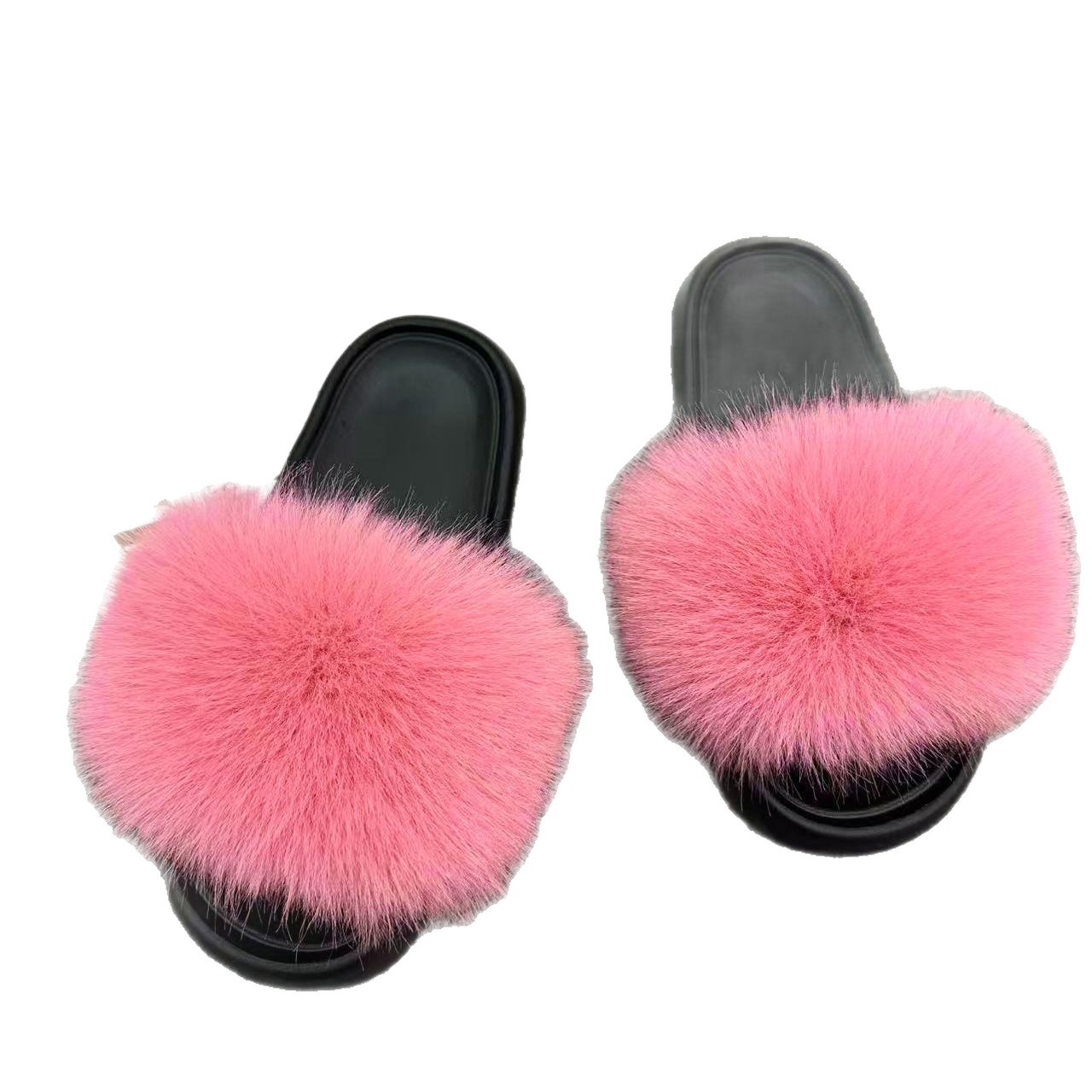 Europa y los Estados Unidos transfronterizos zapatillas de lana al aire libre de la red de mujeres con el mismo estilo de moda zapatillas de lana de zorro de gran tamaño de las mujeres frías en la tendencia image 6