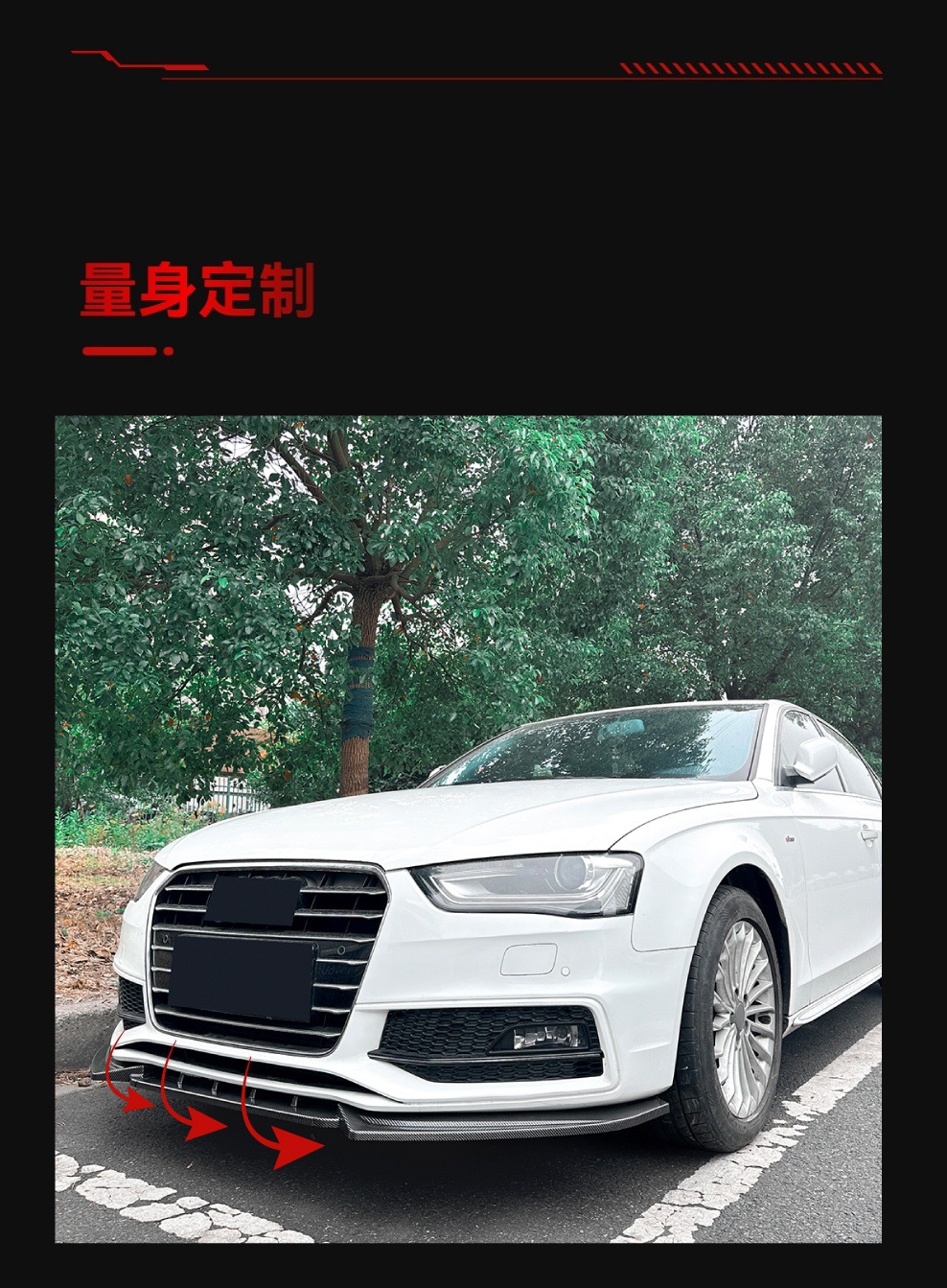 Suitable for 2013-2016 Audi A4 S4 B8.5 Sline Front Spoiler, Front Lip, Front Corner Surround, Cross-Border Modification