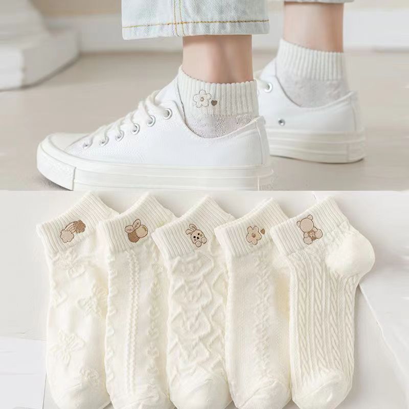 Cloud White Spring and Summer Cartoon Women's High-Value Sweat-Absorbent and Deodorant Shallow Low-Cut Socks Trendy Socks Wholesale Boat Socks for Women