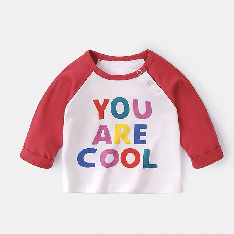 赤ちゃんの春と秋のtシャツの長袖の純綿はかわいいです。