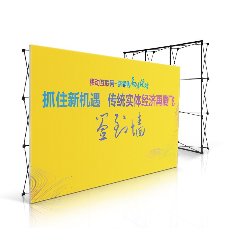 Fabricantes transfronterizos de suministro directo de aleación de aluminio estante de exhibición de malla de tracción de campaña publicitaria al aire libre personalizada estante de cartel de fondo de pared publicitaria