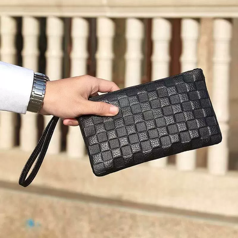 Leather small clutch bag, cowhide, business version, genuine leather, crocodile print