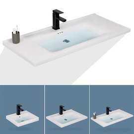 半嵌入式洗手盆卫生间陶瓷一体单盆浴室柜外贸洗脸洗漱台池台中盆