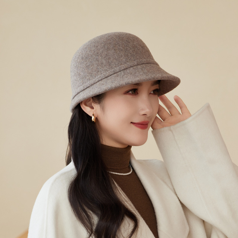 羊毛呢渔夫帽女秋冬季韩版中老年人保暖优雅帽子英伦复古盆帽批发|undefined