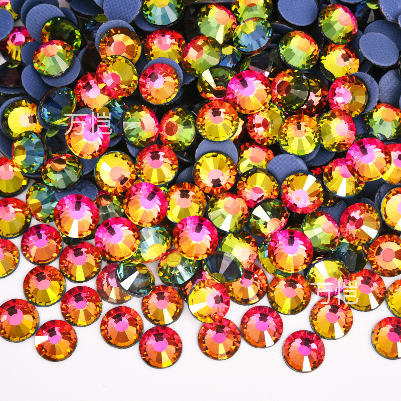 爆発的な輝きの平底イミテーションオパールラインストーン、衣類用アクセサリー、電気メッキガラスラインストーン、大型装飾品、DIYジュエリーアクセサリー材料