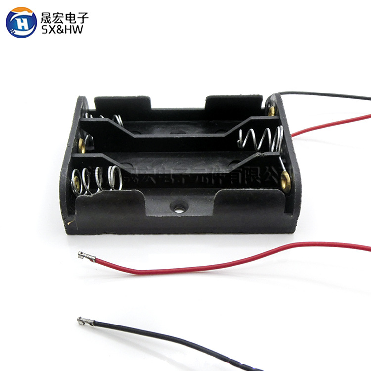 塑料5号三节电池盒电池座另一边压ZH1.5-2P端子 线长10公分