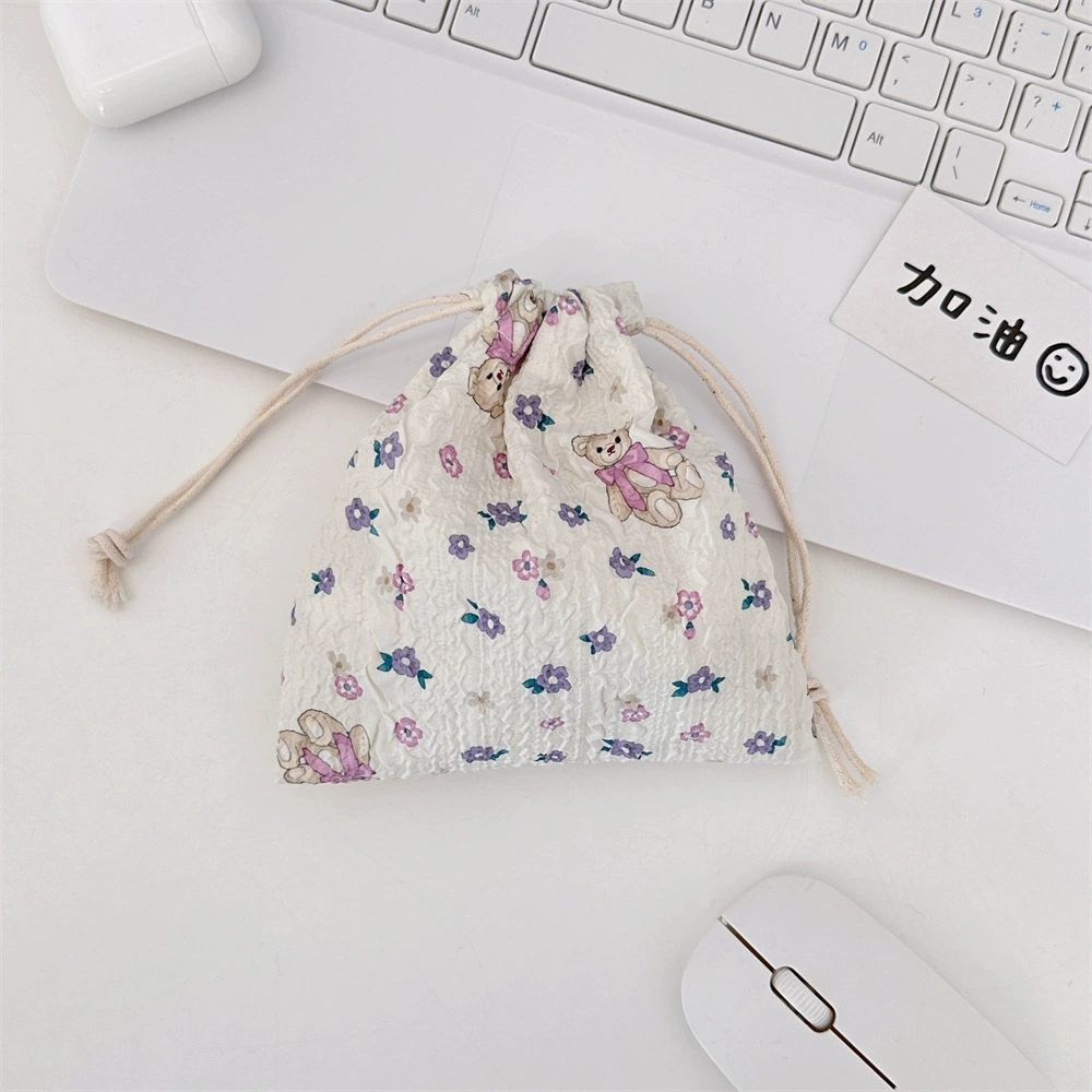 Cartoon storage bag, lipstick, handheld cosmetic bag, small bag, drawstring