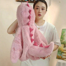 新款儿童高定款连帽加绒加厚大尾龙恐龙毛毛外套女童保暖男童棉衣