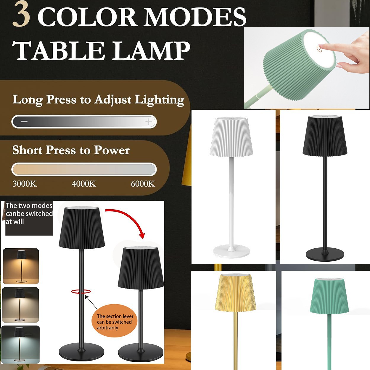 Fabrica directa de rayas transfronterizas de pie alto hexágono lámpara de mesa base de carga moderna y minimalista lámpara de atmósfera restaurante hotel