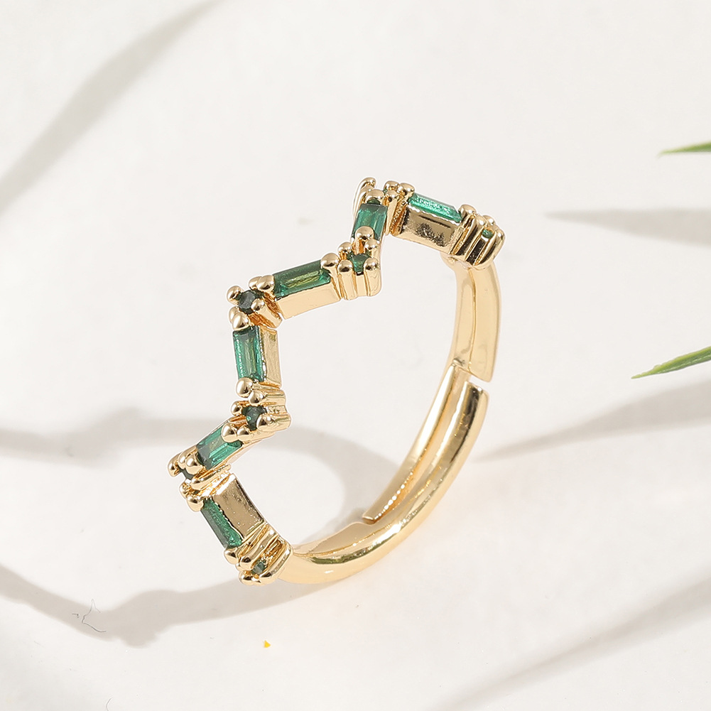 New Fashion Irregular Green Zircon Women's Creative Copper Tail Ring display picture 2