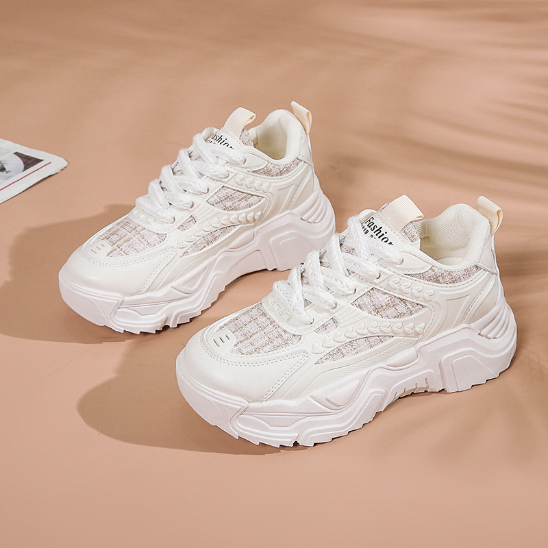 Zapatos deportivos de mujer 2025 nuevos zapatos de moda coreanos de otoño zapatos casuales de suela gruesa para mujeres running cordones zapatos de papá