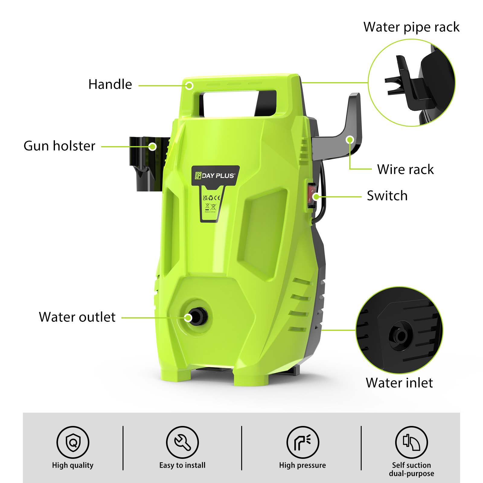 Household High Pressure Car Washer AC Universal Car Washer Water Pump Automatic Cleaning Machine Portable Water Gun Car Wash Artifact
