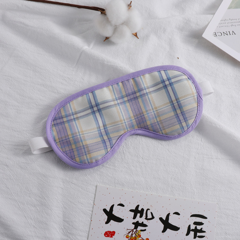 日系創意満版プリント格子縞レトロシンプルアイマスクヘアセット遮光睡眠アイマスク現物多色|undefined