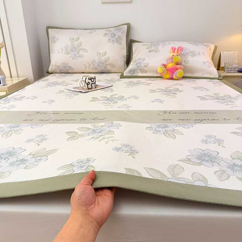 Cómoda estera de seda de hielo de verano, sábanas, estera, lavable a máquina, dormitorio de estudiantes, estera de paja de verano individual, cama doméstica, estera de ratán