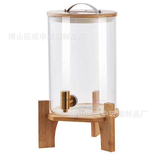 High-temperature resistant glass wine bottle jar with spigot, sealed large-capacity cold water bucket pot, beverage bucket, plum wine jar, fruit tea