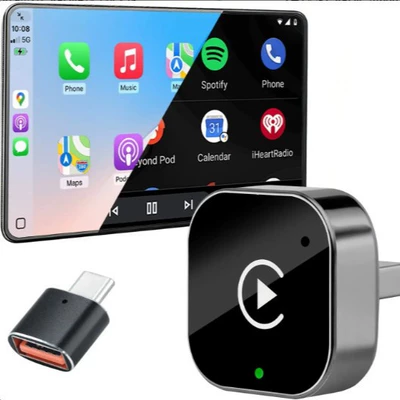 2-in-1 Wireless CarPlay and Android Auto Adapter (5.8GHz) for seamless multi-user switching