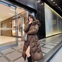 大毛领羽绒服女中长款2025冬季新款高端收腰过膝显瘦白鹅绒外套厚