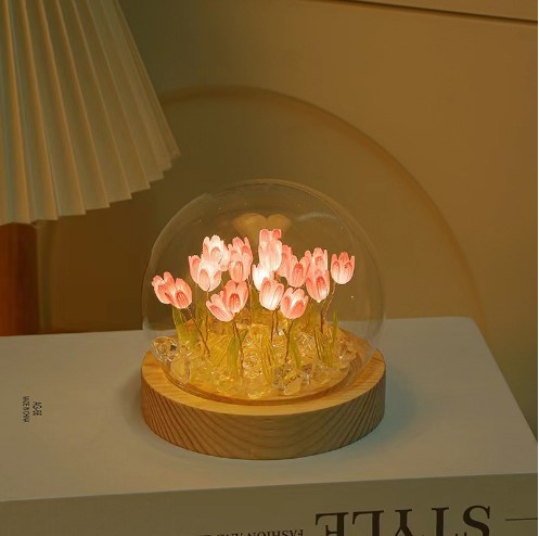 En línea celebridad tulipán noche luz LED dormitorio ins sueño cumpleaños qixi regalo niña flor linterna