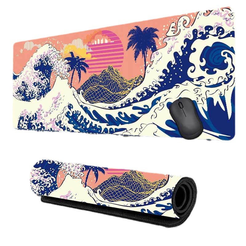 Kanagawa Waves Japanese Wind Alfombrilla de ratón súper grande transfronteriza Alfombrilla de escritorio de oficina personalizada Alfombrilla de ratón para teclado Mousepad