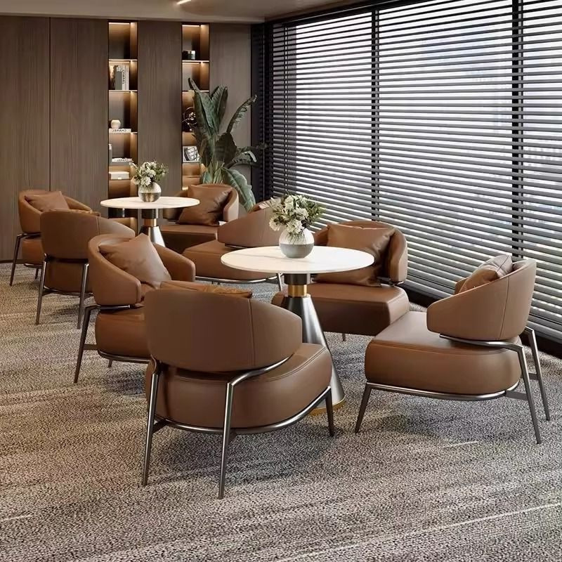 Italian-Style Sofa Chair, Modern Light Luxury Single Chair for Negotiation, Small Round Table for Sales Office Reception, Sofa and Chair Set Italian-Style Sofa Chair, Modern Light Luxury Single Chair for Negotiation, Small Round Table for Sales Office Reception, Sofa and Chair Set
