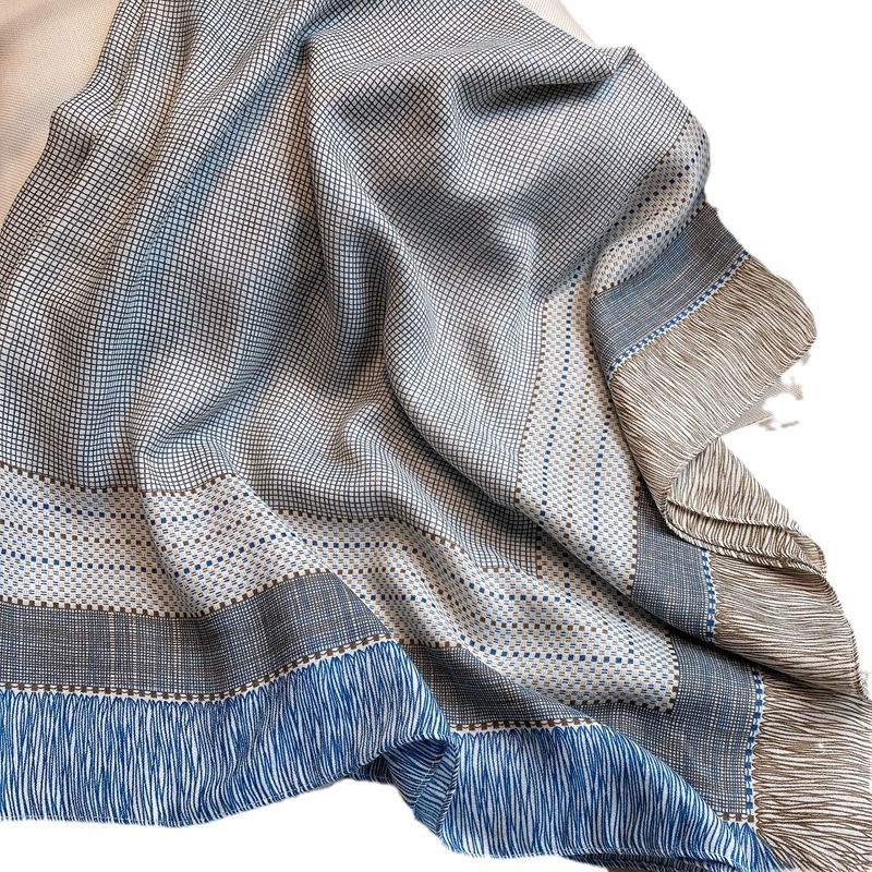 Estilo japonés versátil moda a cuadros algodón y lino mano-sensación gran bufanda cuadrada 135*135cm Playa Sol protección sombrilla chal bufanda de seda