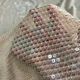 现货高级全水溶亮片绣镂空绣花布高定礼服布料高端时尚女装面料