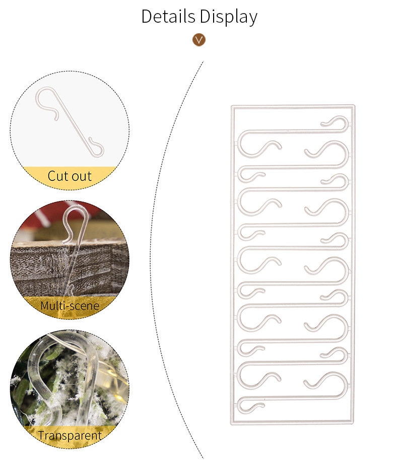 Christmas S Hook Pendant Christmas Tree Accessories Golden Hook Transparent Color Christmas S Hook Decoration_voghion.com