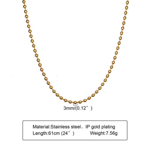 Quicksilver Water Jewelry Chain, Pendant Matching Chain, Titanium Steel Bead Chain, Matching Chain, Necklace nc-002