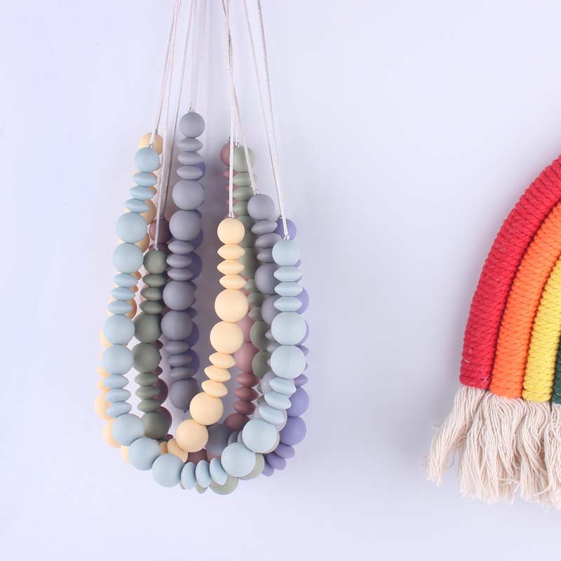 Nuevo bebé molar silicona mordedor collar masticable colgante creativo DIY cuentas redondas espaciador cuentas collar de cuentas