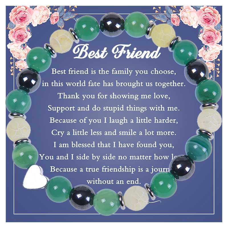 Retro Heart Shape natural stone Agate Beaded Bracelets 1 Piece