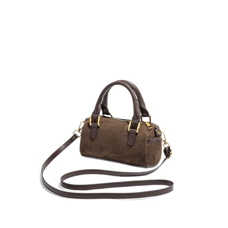 Piccola borsa a tracolla boston in camoscio stile retrò donna_voghion.com